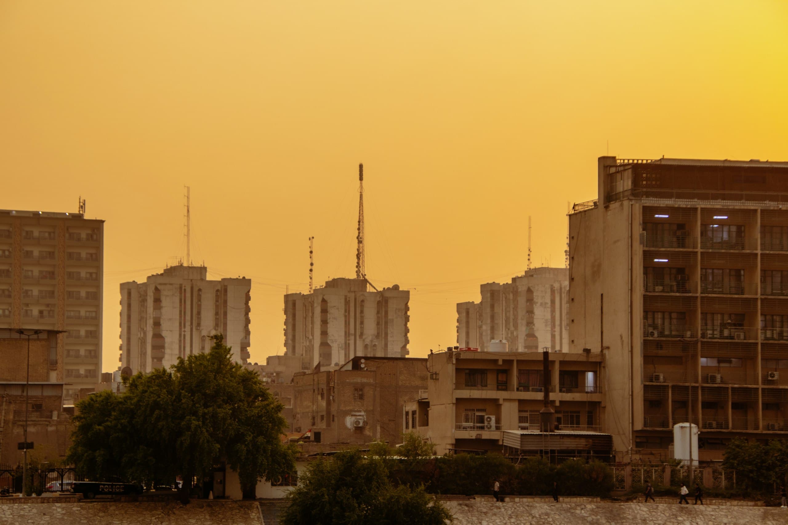 Baghdad skyline at dusk